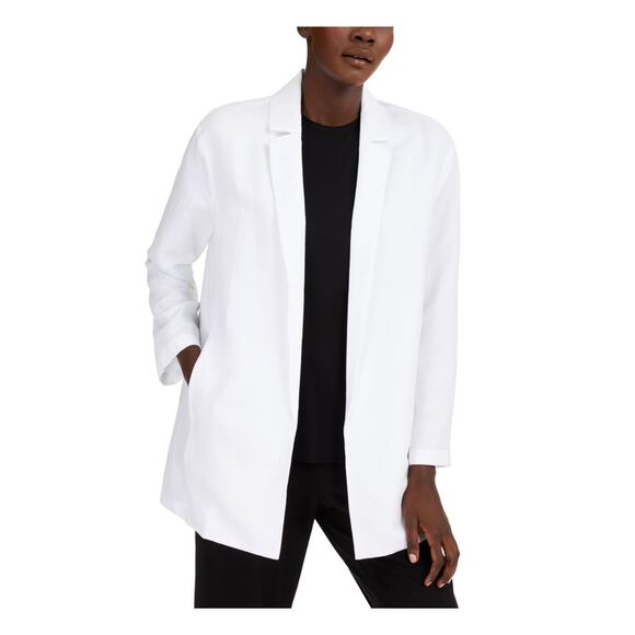 EILEEN FISHER Womens White Pocketed Blazer Jacket L